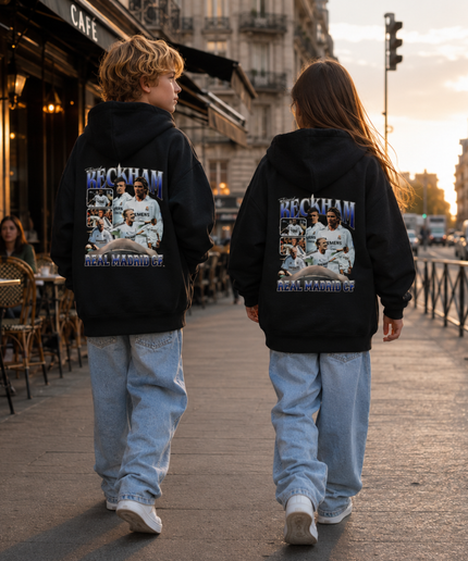 Sweat à capuche enfant David Beckham Real Madrid CF - Style vintage "bootleg" pour fans