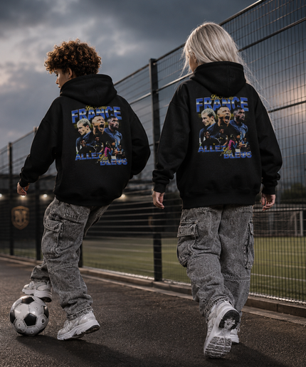 France Les Bleus Allez Les Bleus Collage Kids Fan Hoodie