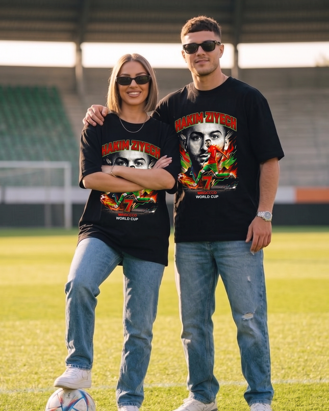 T-shirt de supporter unisexe Hakim Ziyech Maroc #7 Coupe du Monde 2026