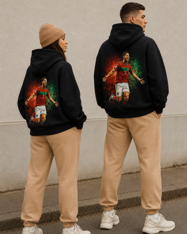 Cristiano Ronaldo #7 Portugal Celebration Scream Artistic Paint Splatter Adult Fan Hoodie