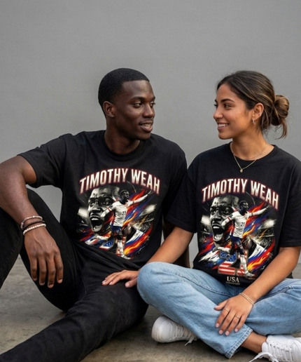 T-shirt unisexe pour fans Timothy Weah #21 États-Unis Attaquant Coupe du Monde 2026
