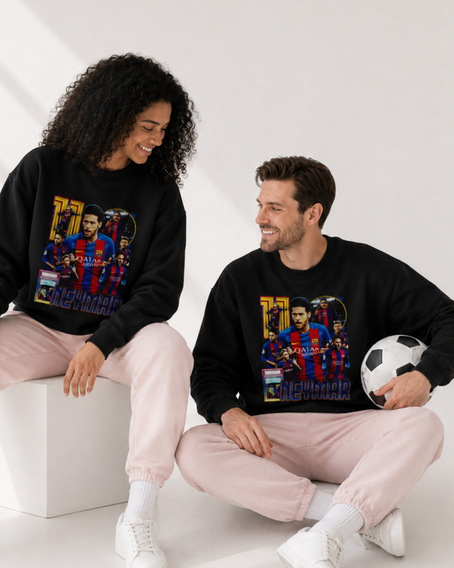 Neymar Jr Barcelona Blaugrana Retro Bootleg Collage Unisex Fan Crewneck