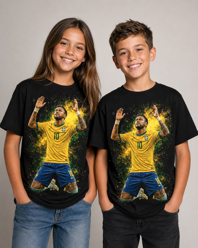 Neymar Jr Brazil #10 Celebration Kids Fan T-Shirt