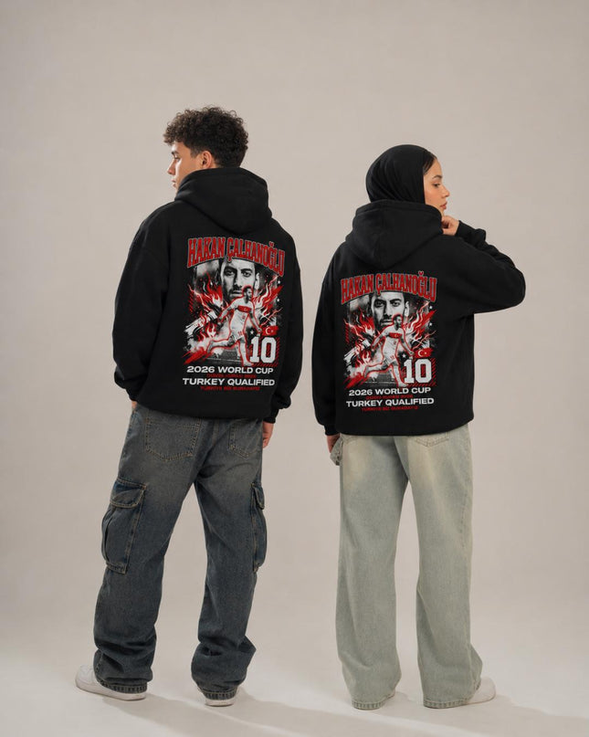 Hakan Çalhanoğlu #10 Turkey 2026 World Cup Qualified Fire Collage Unisex Fan Hoodie
