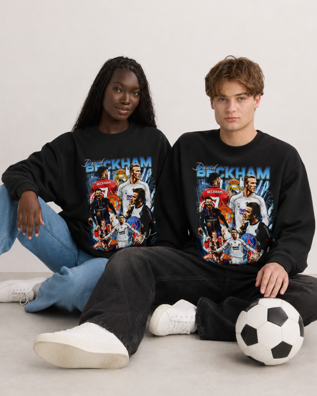 David Beckham Legend Multi-Club Collage Unisex Fan Crewneck