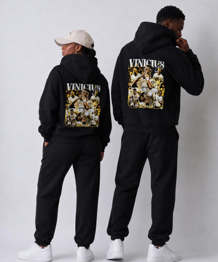 Vinicius Jr. Real Madrid Gold Vintage Bootleg Collage Unisex Fan Hoodie