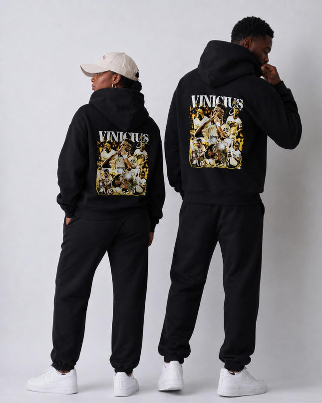 Vinicius Jr. Real Madrid Gold Vintage Bootleg Collage Unisex Fan Hoodie