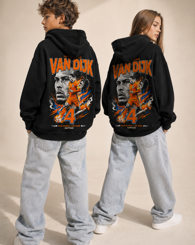 Sweat à capuche enfant Virgil Van Dijk #4 Pays-Bas Capitaine