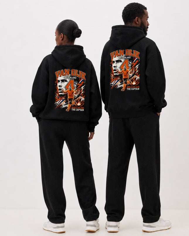 Virgil van Dijk #4 Nederland The Captain WC 2026 Lightning Fire Adult Fan Hoodie