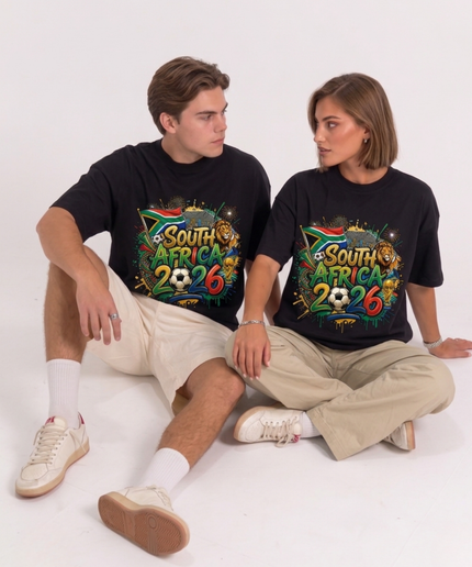 T-shirt unisexe de supporter Coupe du Monde de Football Afrique du Sud 2026 édition Lion Graffiti